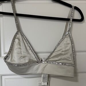 Zara Cream Bralette with Silver Accents